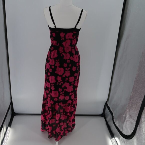 Kensie Pink Black Floral Maxi Dress Button Front XS - Picture 10 of 11
